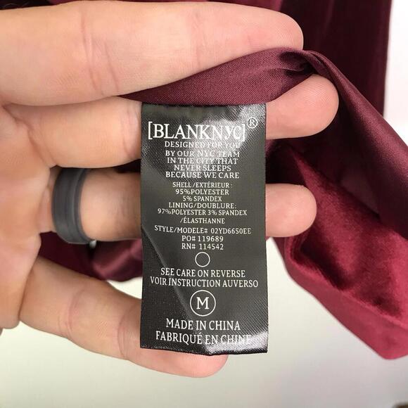 Blank NYC Blazer Womens M Velvet Burgundy One Button Holiday Formal Soft - Picture 6 of 11